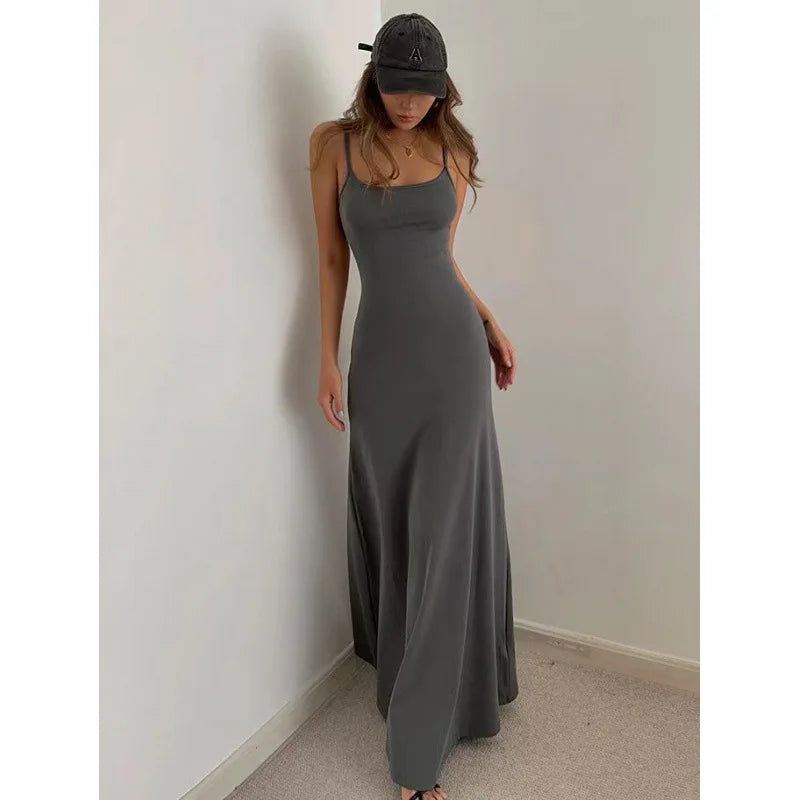 Summer Sexy Bodycon Long Dress Womens Y2k Clothes Sleeveless Sundress Evening Backless Dresses for Women Aesthetic 2024